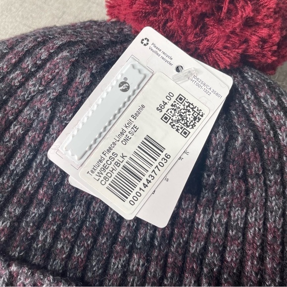 Lululemon Textured Fleece Lined Knit Beanie Winter Hat Nwt - Picture 6 of 6
